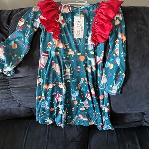 Pete and Lucy  Kids Dress - Red and Green